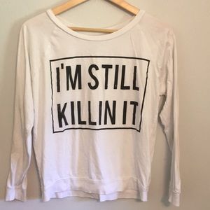 White Long Sleeve Graphic T Size L